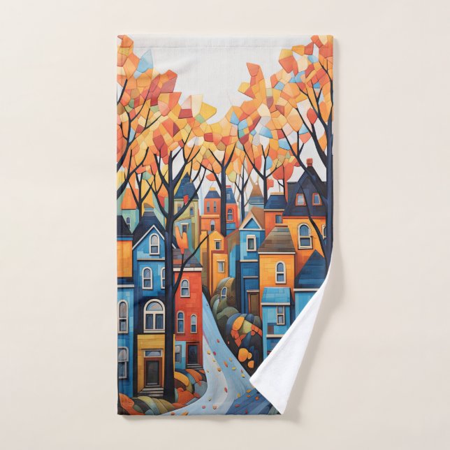 Colorful Town Hand Towel (Hand Towel)