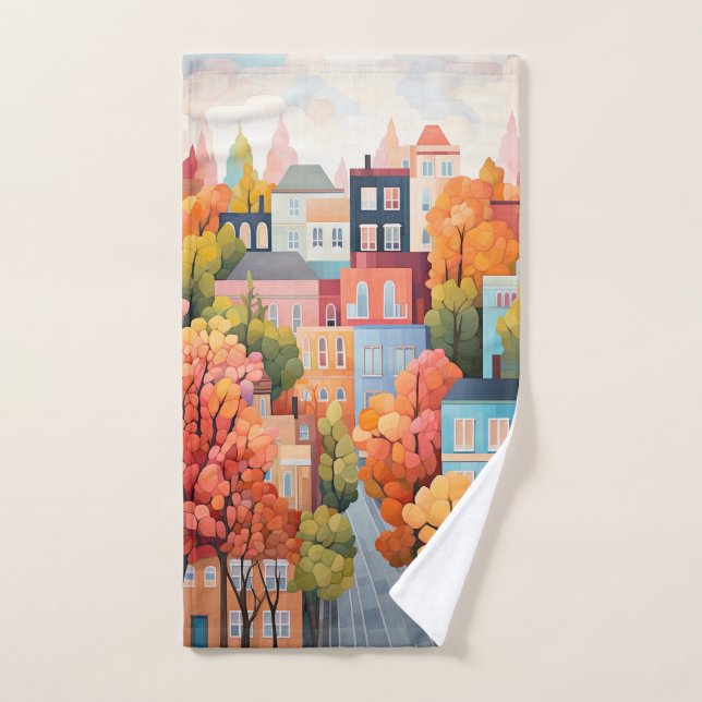 Colorful Town Hand Towel (Hand Towel)