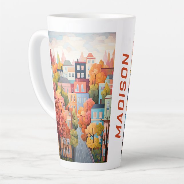 Colorful Town Latte Mug (Left Angle)