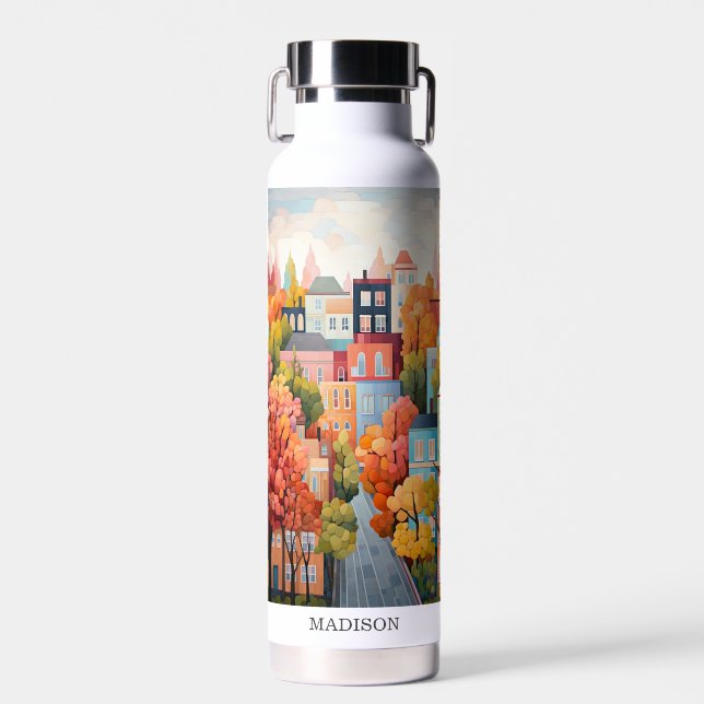 Colorful Town Water Bottle (Front)