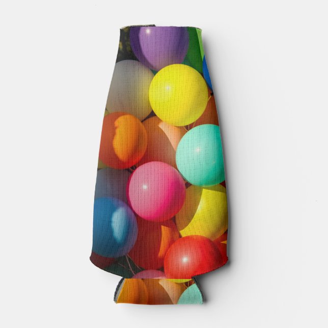 Colorful Toy Balloons Bottle Cooler (Front)