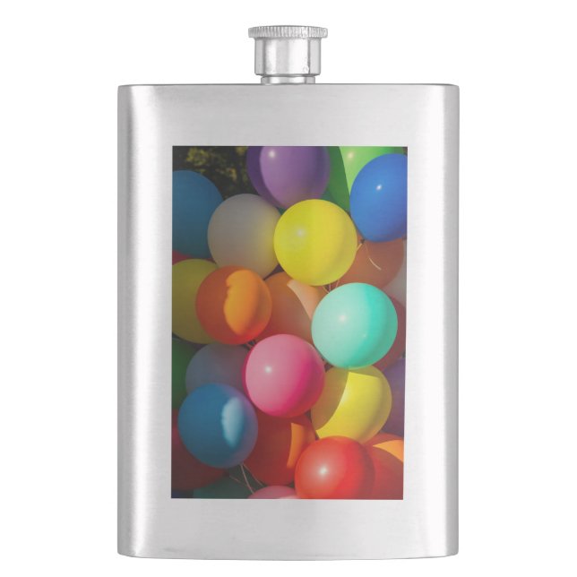 Colorful Toy Balloons Hip Flask (Front)