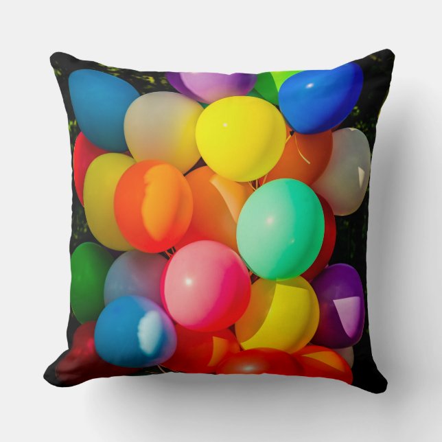 Colorful Toy Balloons Throw Pillow (Front)