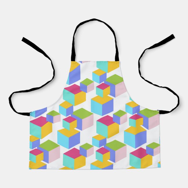 Colorful Toy Blocks Art Pattern Apron (Front)