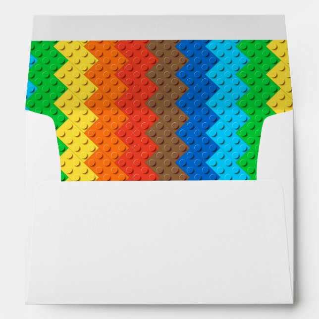 Colorful Toy Bricks Blocks Invitation Envelope (Back (Bottom))