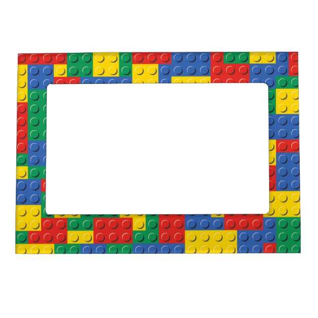 Colorful Toy Building Blocks Background Pattern Magnetic Photo Frame (Front)