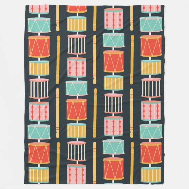 Colorful Toy Drums Seamless Pattern Fleece Blanket (Front)
