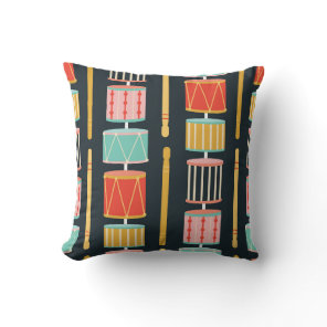 Colorful Toy Drums Seamless Pattern Throw Pillow
