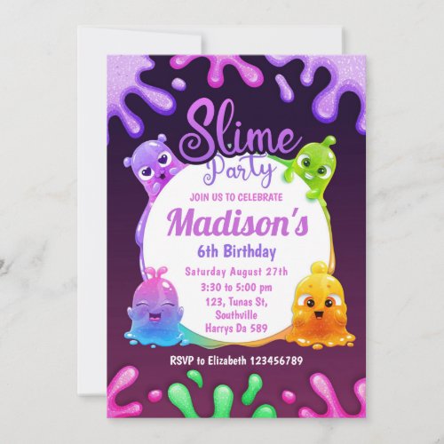 Colorful Toy Slime Birthday Party Invitation