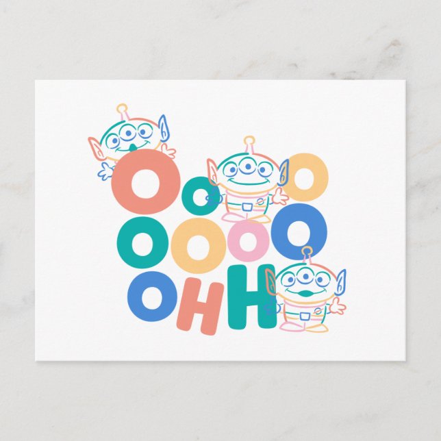 Colorful Toy Story Aliens Postcard (Front)