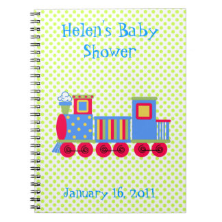 Colorful Toy Train Baby Shower Notebook