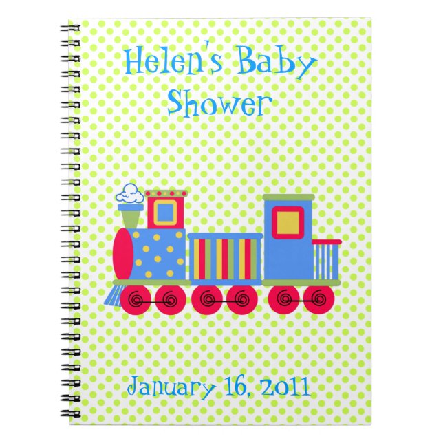 Colorful Toy Train Baby Shower Notebook (Front)