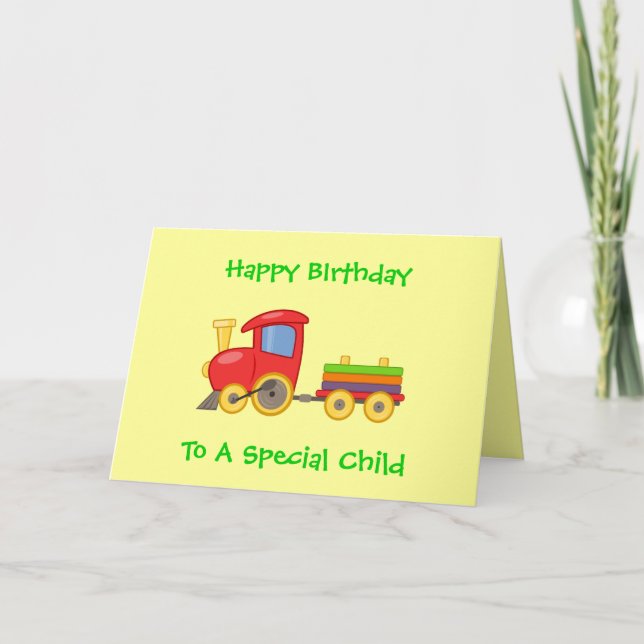 Colorful Toy Train Children's Happy Birthday Card (Front)