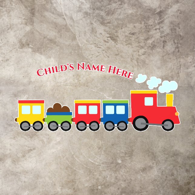Colorful Toy Train & Child's Red Name Floor Decals (Insitu)