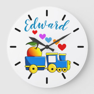 Colorful Toy Train Large Clock