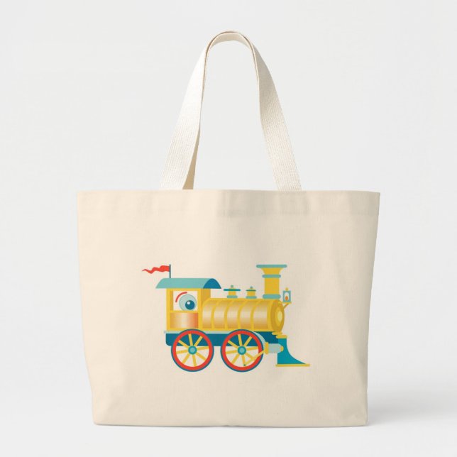 Colorful Toy Train Large Tote Bag (Front)