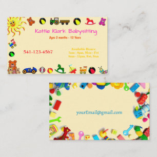 Colorful toys Babysitting Business Cards