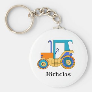 Colorful Tractor Personalized Keychain