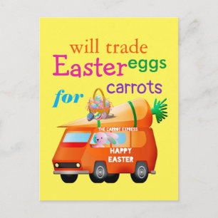 Colorful Trade Easter Eggs for Carrots Bunny Bus Postcard