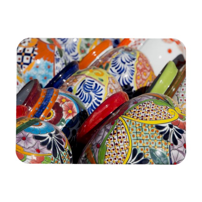 Colorful traditional hand-painted Mexican pottery Magnet (Horizontal)