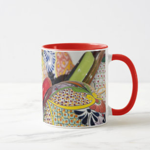Colorful traditional hand-painted Mexican pottery Mug