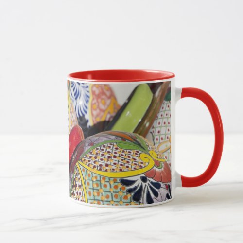 Colorful traditional hand_painted Mexican pottery Mug