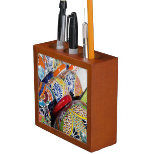 Colorful traditional hand-painted Mexican pottery Pencil/Pen Holder
