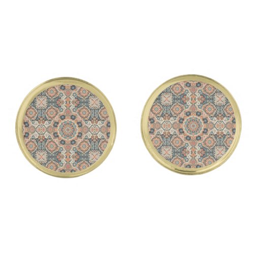 Colorful Traditional Moroccan Rug Pattern Cufflinks