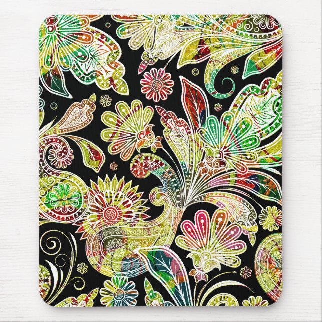 Colorful Traditional Paisley Pattern Mouse Pad (Front)