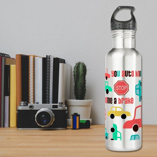 Colorful Traffic Cars Pattern Stainless Steel Water Bottle