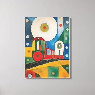 Colorful Train Abstract Art Painting Canvas Print