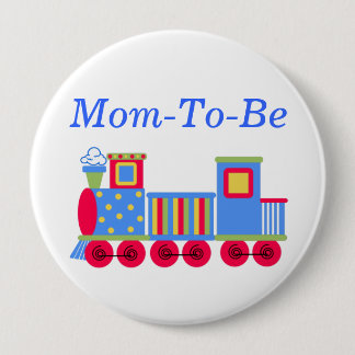 Colorful Train Baby Shower Mommy Pin Button