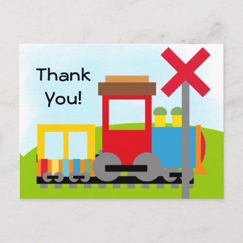 Colorful Train Birthday Thanks Postcard