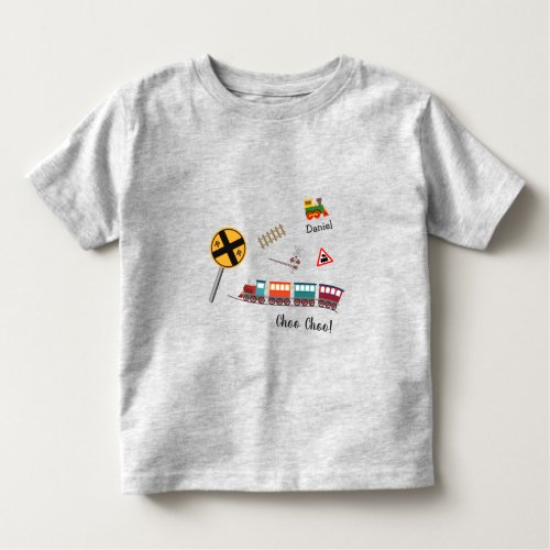 Colorful Train Little Boy First Name Choo Choo Toddler T_shirt