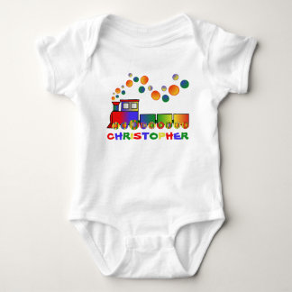 Colorful Train Personalized Baby Bodysuit