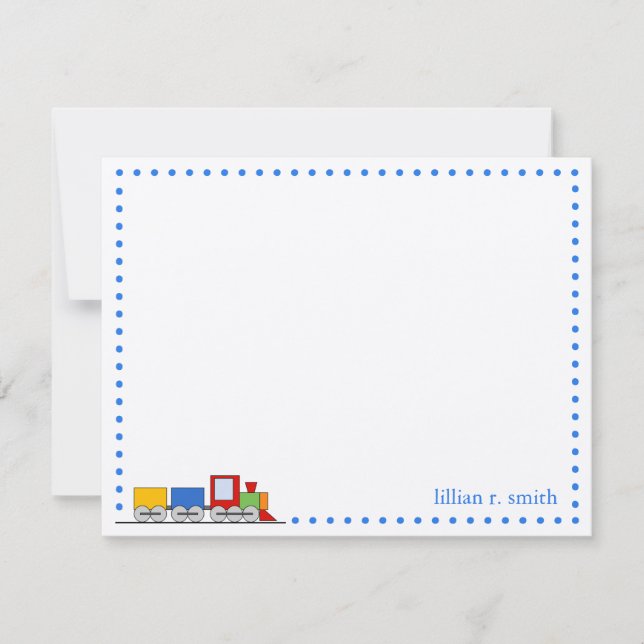 Colorful Train Personalized Note Card (Front)
