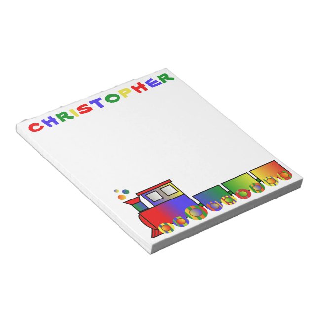 Colorful Train Personalized Notepad (Angled)