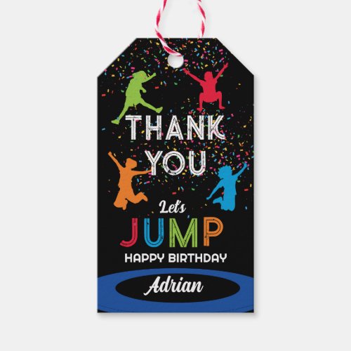 Colorful Trampoline Park Jump Kids Birthday Party Gift Tags