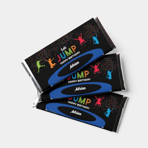 Colorful Trampoline Park Jump Kids Birthday Party Hershey Bar Favors
