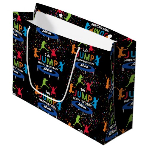 Colorful Trampoline Park Jump Kids Birthday Party Large Gift Bag