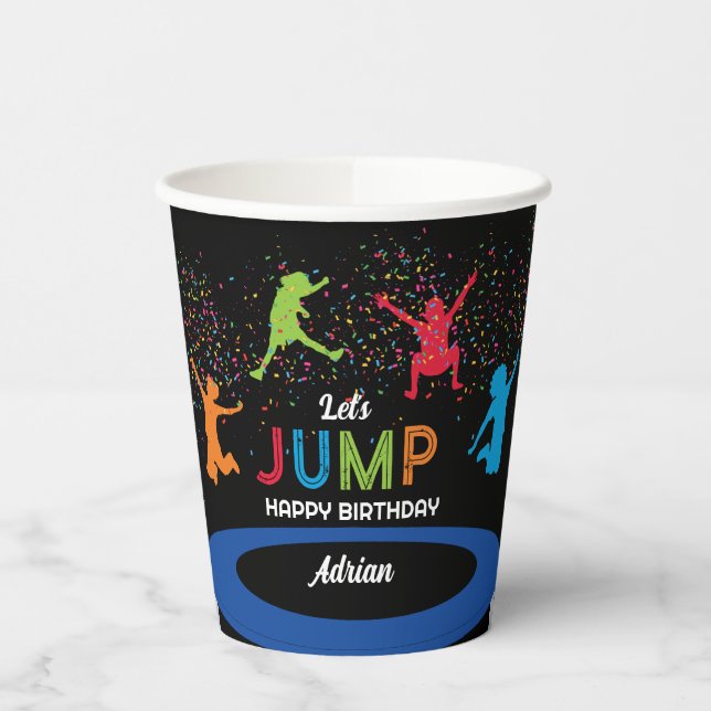 Colorful Trampoline Park Jump Kids Birthday Party Paper Cups (Left)