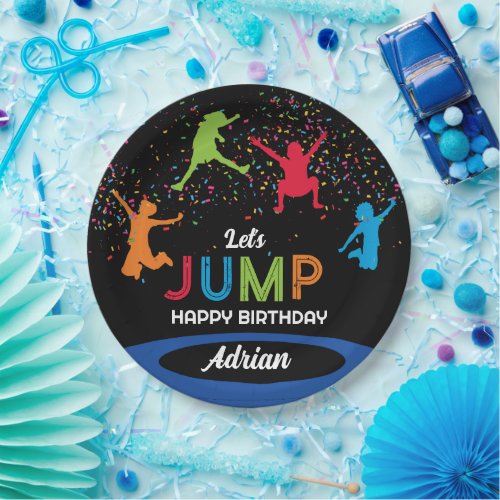 Colorful Trampoline Park Jump Kids Birthday Party Paper Plates