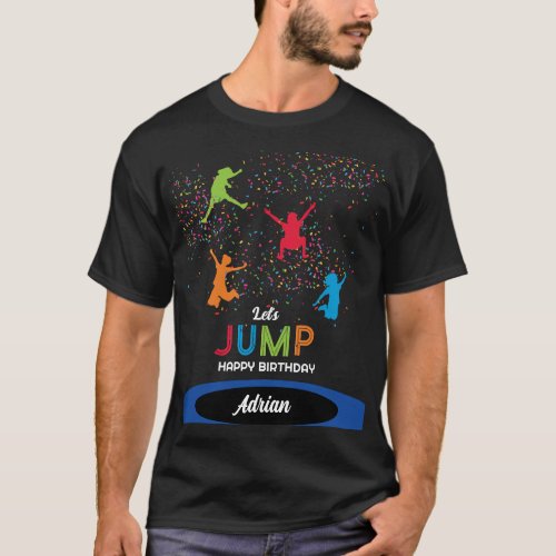 Colorful Trampoline Park Jump Kids Birthday Party  T_Shirt