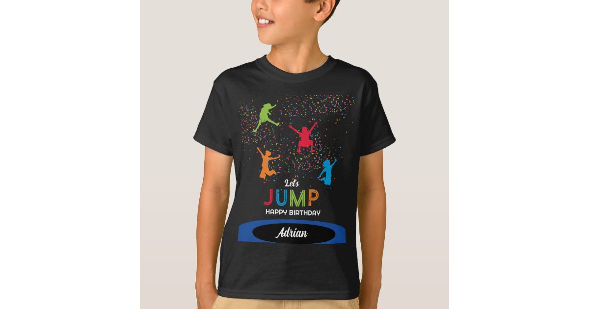 Party Park Birthday Kids T-Shirt Trampoline | Jump Zazzle Colorful