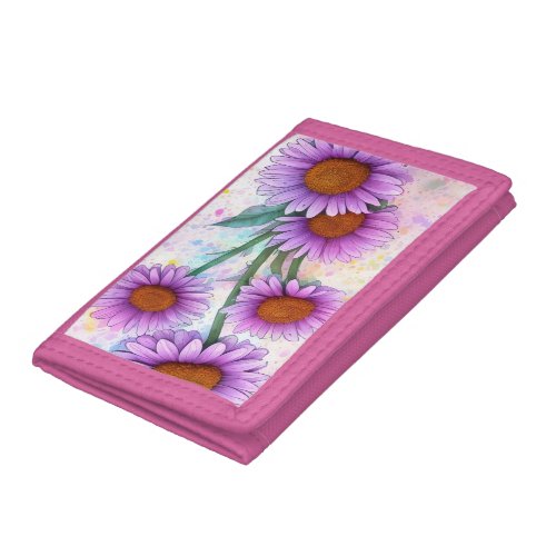 Colorful Transvaal daisy flowers watercolor Trifold Wallet