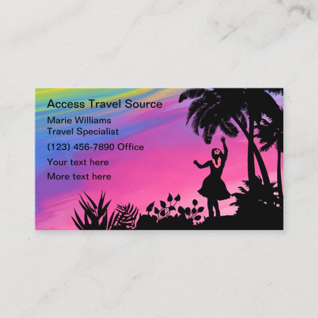 Colorful Travel Agent Business Cards (Front)