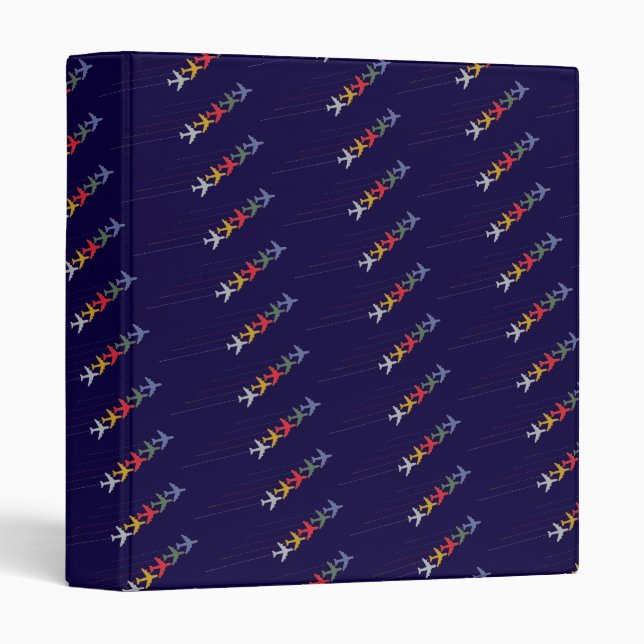 Colorful travel airplanes  3 ring binder (Front/Spine)