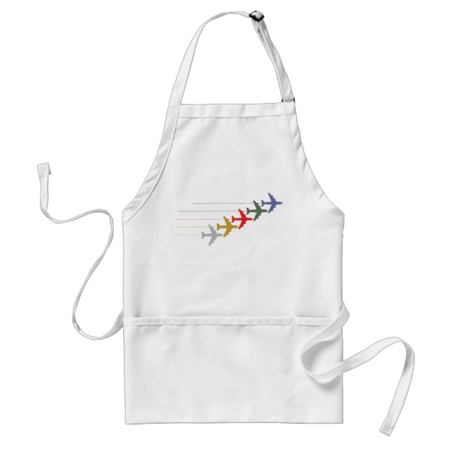 colorful travel airplanes adult apron (Front)