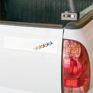 colorful travel airplanes bumper sticker