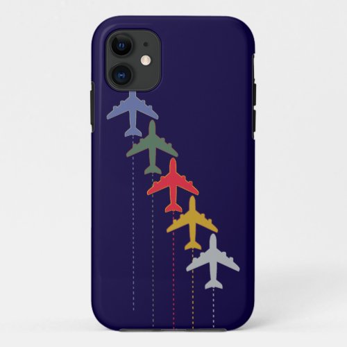 colorful travel airplanes iPhone 11 case